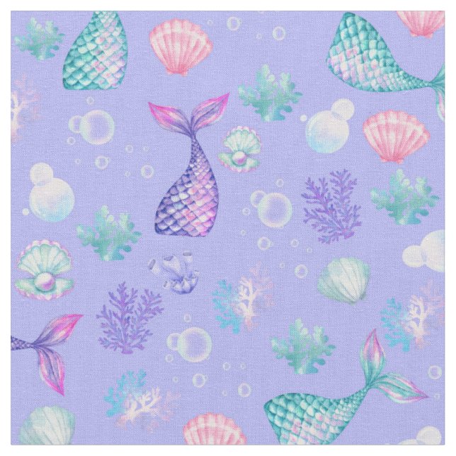 Mermaids Dream on Light Lila Stoff (Nahaufnahme)