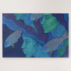 Mermaids & Fisch, surreale Fantasiekunst, Unterwas Puzzle