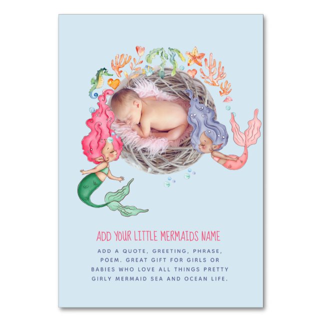 Mermaids FOTO Baby Shower Party Tischnummer (Vorderseite)