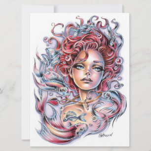 Mermaid's Heart Fish Fisces Ocean Sea Art Card