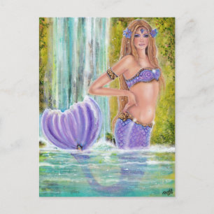 Mermaids Lagoon Wasserfall Kunst von Renee Lavoie Postkarte