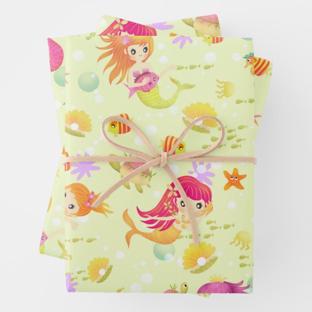 Mermaids Lemon Green Geschenkpapier Set (Beispiel)