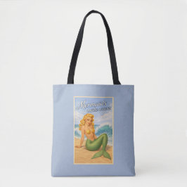 Mermaids Make Waves Retro Pin-Up Art Coastal Blue
