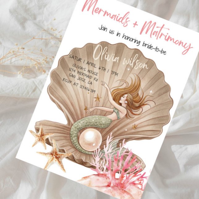 Mermaids + Matrimony Bridal Shower Party Einladung (Von Creator hochgeladen)