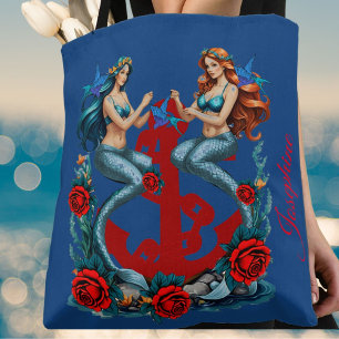 Mermaids Nautical Vintag Blue