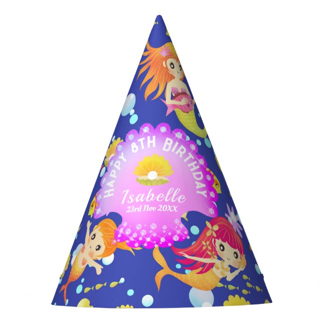 Mermaids Navy Blue Partyhütchen (Vorderseite)
