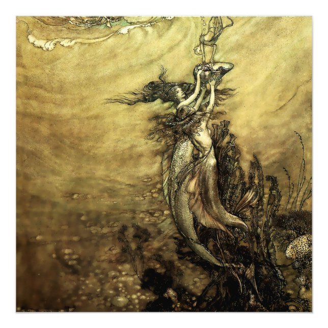 "Mermaids of the Rhein" von Arthur Rackham Fotodruck (Vorne)