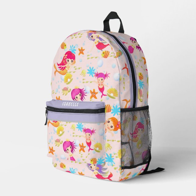 Mermaids Peach Bedruckter Rucksack (Rückseitige Ecke Rechts)