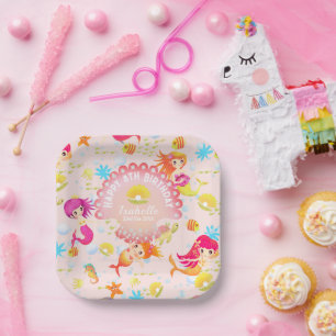 Mermaids Peach Pink Pappteller