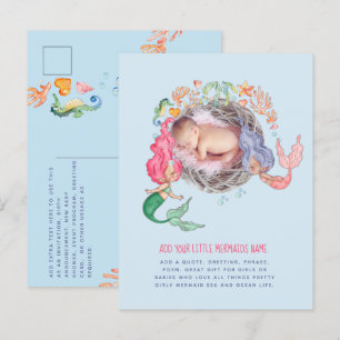 Mermaids Personalisiertes FOTO Einladung Ankündigu Postkarte