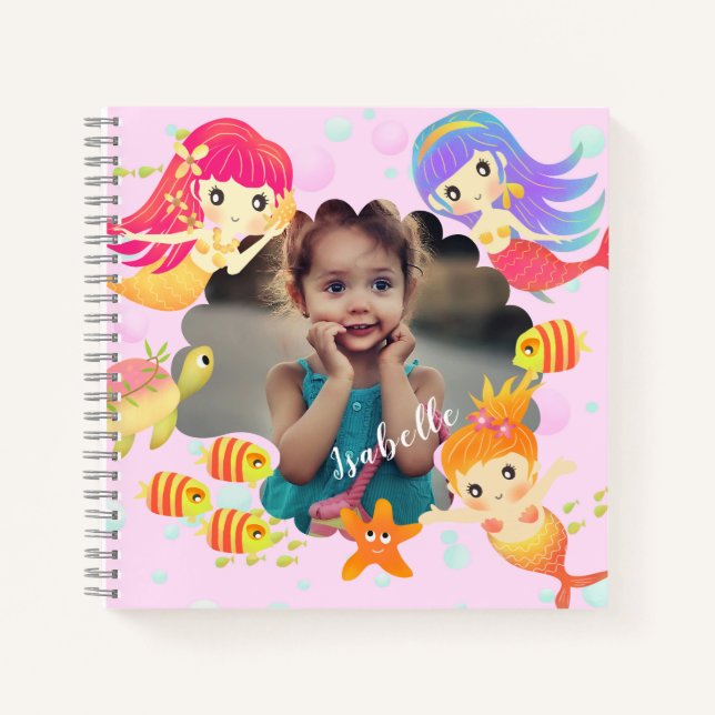 Mermaids Pink Foto Notizbuch (Vorderseite)