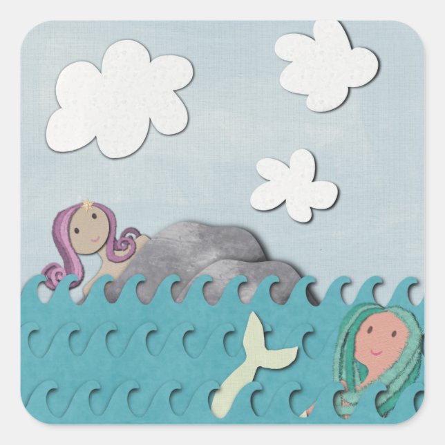 Mermaids Quadratischer Aufkleber (Vorderseite)
