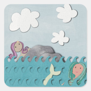 Mermaids Quadratischer Aufkleber
