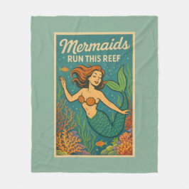 Mermaids Run This Reef | Retro Coral Fish Sea Life Fleecedecke