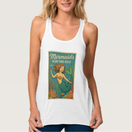 Mermaids Run This Reef Retro Coral Ocean Sea Life Tank Top