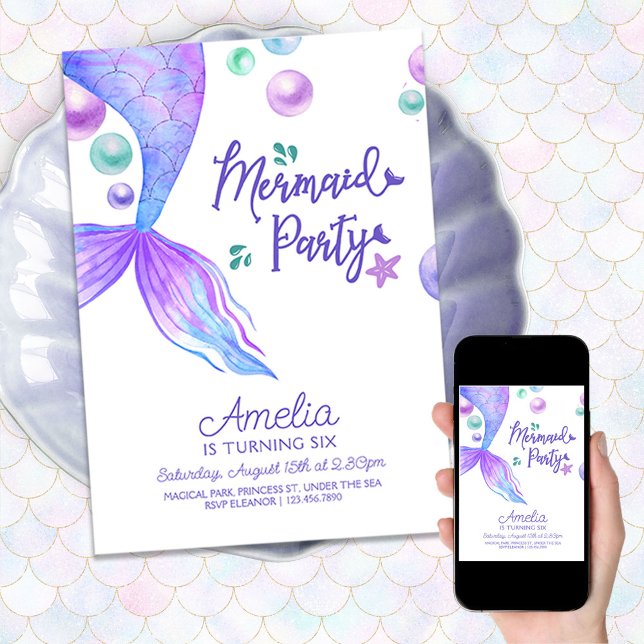 Mermaids Schwanz Under Sea Birthday Party Einladung (Von Creator hochgeladen)