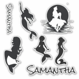 Mermaids Schwarze Silhouette Aufkleber