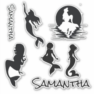 Mermaids Schwarze Silhouette Aufkleber