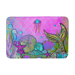 Mermaids & Sea Shells Under the Sea Sparkle Badematte