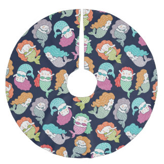 Mermaids: skurrile nahtlose Muster. Polyester Weihnachtsbaumdecke