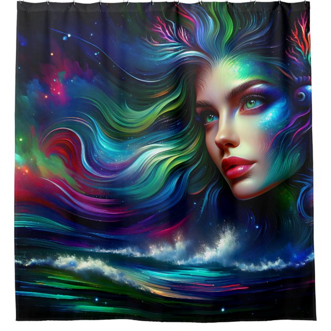 "Mermaid's Starlight Waltz" Duschvorhang (Vorderseite)