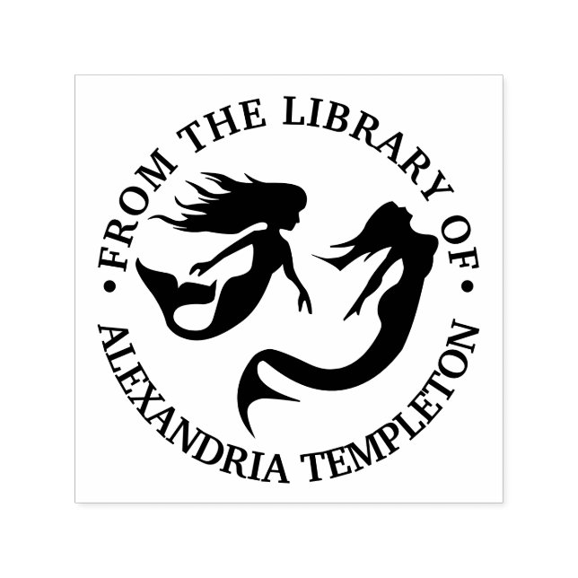 Mermaids Swimming Silhouette Bibliotheksname Permastempel (Design)