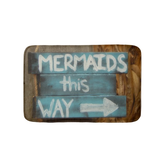 Mermaids This Way Beach Word Art Badematte (Vorderseite)