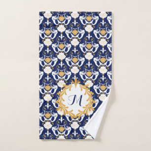 Mermaids und Muscheln Damask Muster Mit Monogramm Handtuch