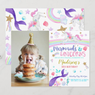 Mermaids Unicorns Geburtstagsfeier Einladung