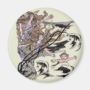 Mermaids Vintage Viktorianische Illustration Magnet