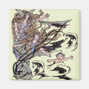 Mermaids Vintage Viktorianische Illustration Magnet