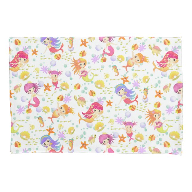 Mermaids White mit Gingham Kissenbezug (Vorderseite)