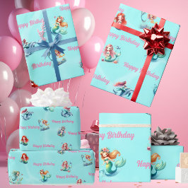 Mermaids Wrapping Paper Kindergeburtstag Party Geschenkpapier