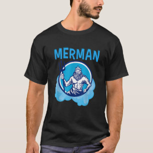 Merman Costume für Männer mit Poseidon-Trident Mer T-Shirt