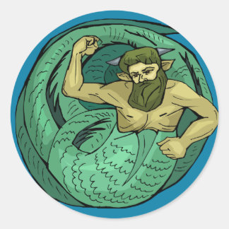 Merman Runder Aufkleber