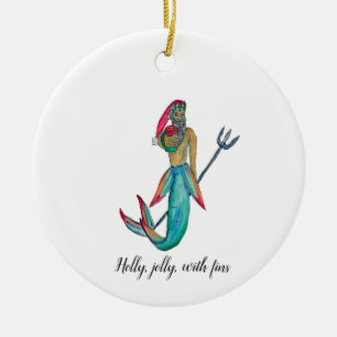 Merman Santa Keramik Ornament