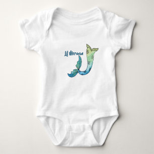Merman-Schwanz-Wasserfarbebodysuit Baby Strampler