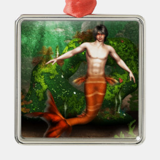 Merman-Schwimmen-Verzierung Silbernes Ornament