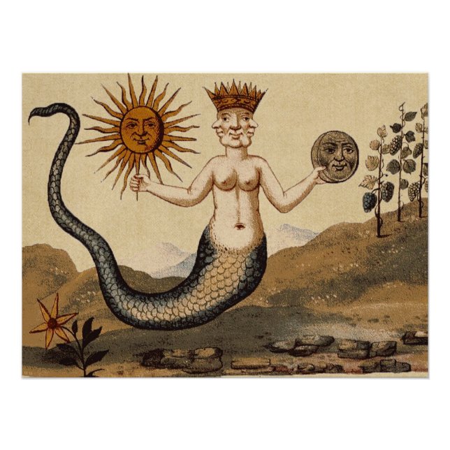 Merman Sun und Moon Symbol Perfect Poster (Vorderseite)