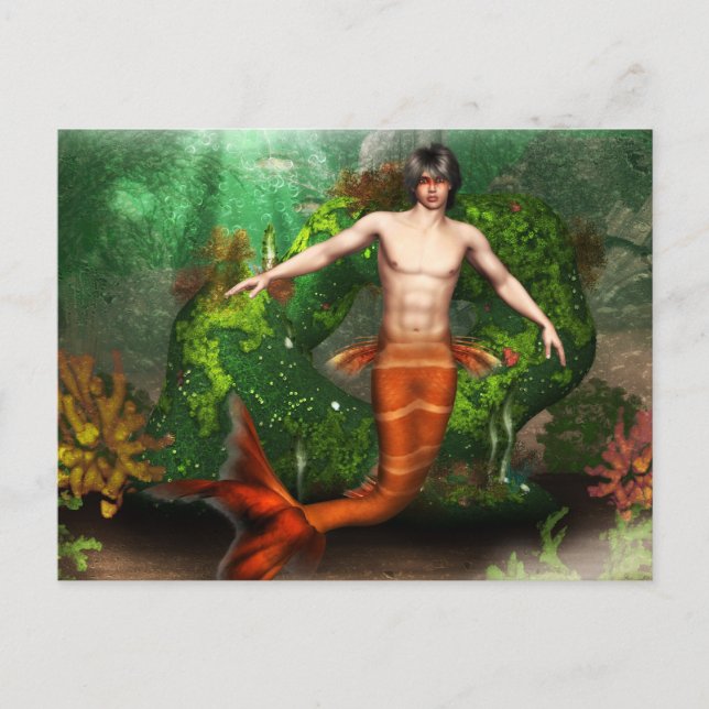 Merman Swimming Postcard Postkarte (Vorderseite)