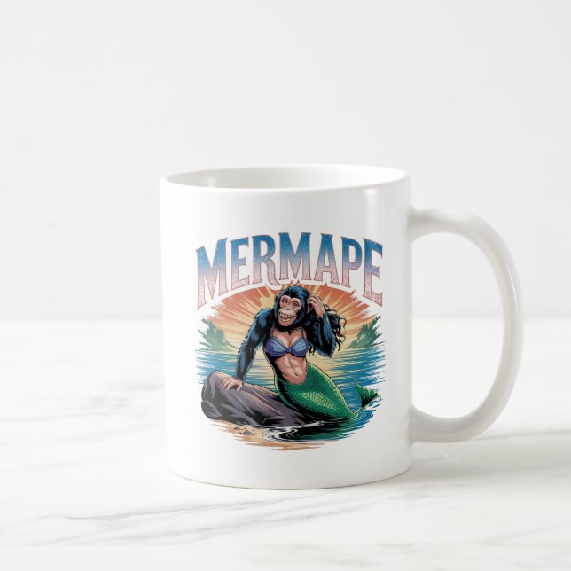 Mermape Illustration Combo Creature Funny Kaffeetasse (Rechts)