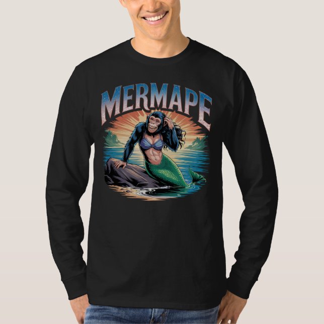Mermape Illustration Combo Creature Funny T-Shirt (Vorderseite)
