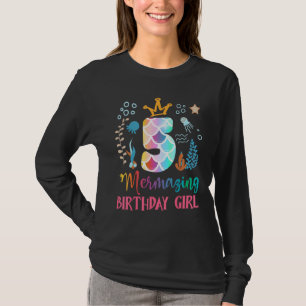 Mermazing Birthday Girl 5th Mermaid Ocean Fish Tai T-Shirt