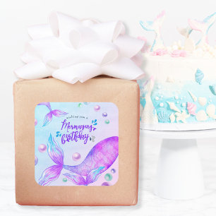 Mermazing Birthday Mermaid Schwanzes Spaß und hell Quadratischer Aufkleber