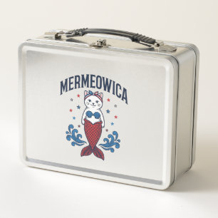 Mermeowica Patriotische Katze Meerjungfrau Shirt D Metall Brotdose