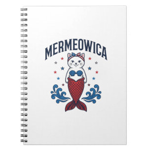 Mermeowica Patriotische Katze Meerjungfrau Shirt D Notizblock