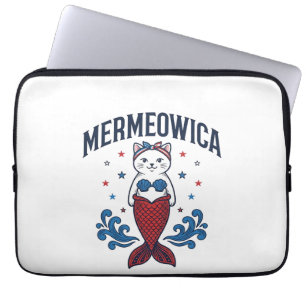 Mermeowica patriotische Katzen-Meerjungfrau-Shirt  Laptopschutzhülle