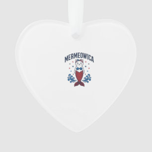 Mermeowica Patriotisches Katze Meerjungfrau Shirt Ornament