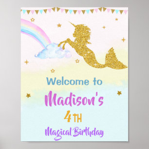 Mermicorn Begrüßungsschild Party Magisches Geburts Poster