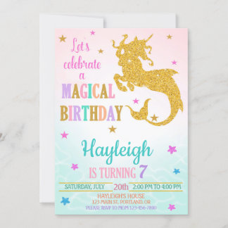 Mermicorn Geburtstagseinladung Mericorn einladen M Einladung